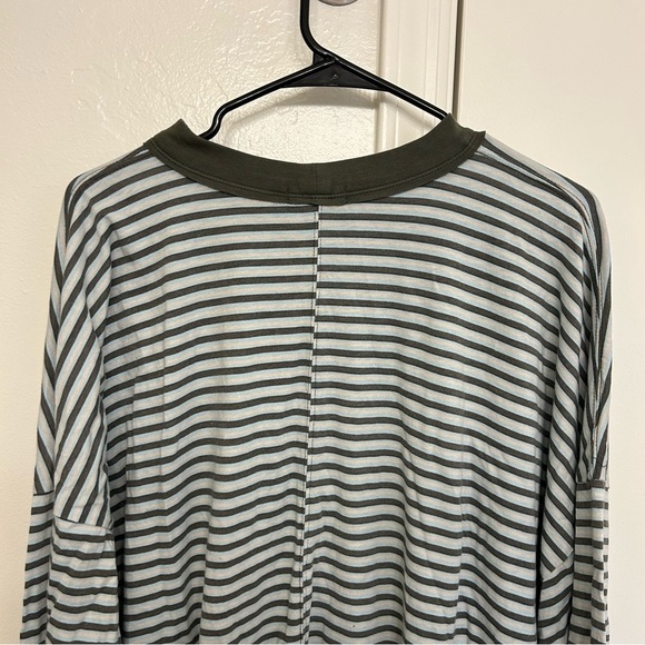 BP. Olive Green Stripe Oversized Long Sleeve Shirt 3XL Organic Cotton Pullover - Picture 7 of 8